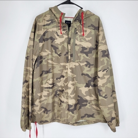 Gap Camouflage Camo Half Zip Windbreaker Jacket Medium / Large M/L Drawstring - Picture 1 of 6